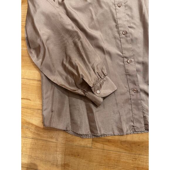 80s Vintage Plus Size Burnished Gold Tan MZZZ Stuart Lang Blouse Size 42 XL/1X - Picture 7 of 7